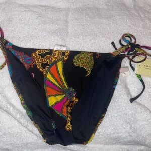 Trina Turk Black and Multicolor Bikini Bottom